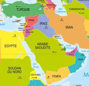 carte du Moyen Orient avec l'Arménie